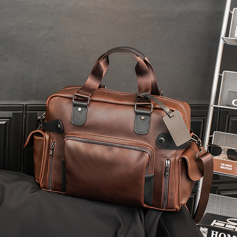 Korean version of the new men's handbags, trendy retro men's casual shoulder messenger bag, document computer bag, travel bag