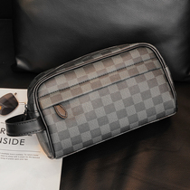 Trendy brand super popular mens clutch horizontal plaid business clutch bag street youth casual wallet mobile phone bag