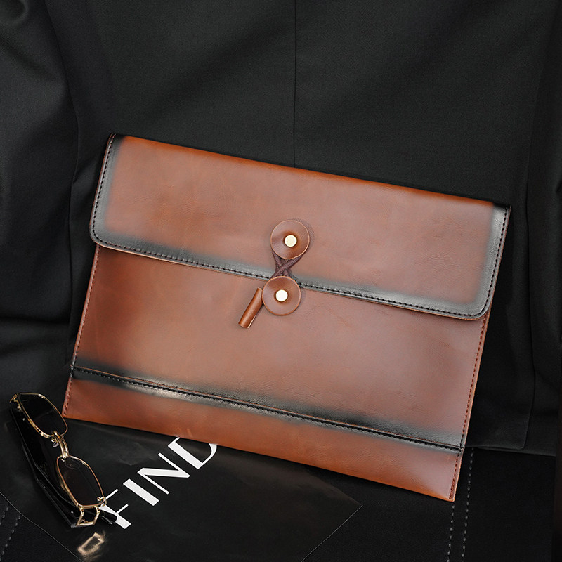 Retro flip contrast color clutch large-capacity Korean version trend file bag envelope bag new leather clutch bag