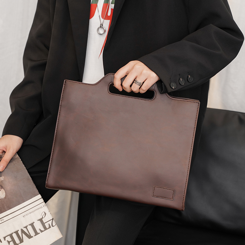 2022 new men's tote bag leisure youth shoulder bag business briefcase stereotype document bag vintage handbag