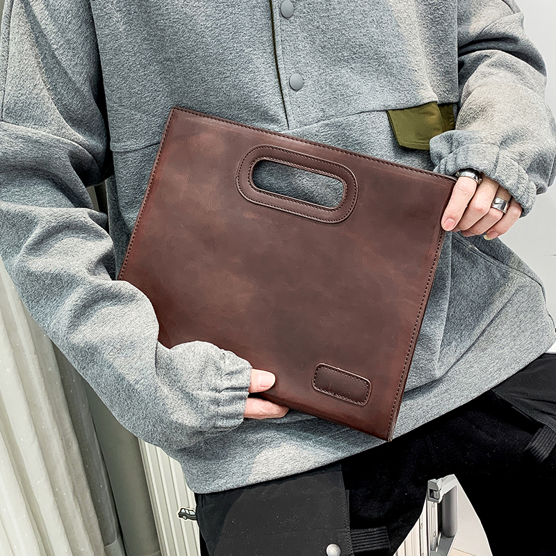 2023 Han edition Men's new handbag Trend retro handbag Leisure light business file package iPad package