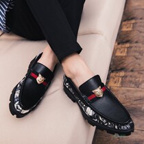 Spring Fall Han edition Youth Trend Mens shoes casual leather shoes Bean Bean Shoe Mens Inner heightening 6cm 100 Lazy Shoes shoes