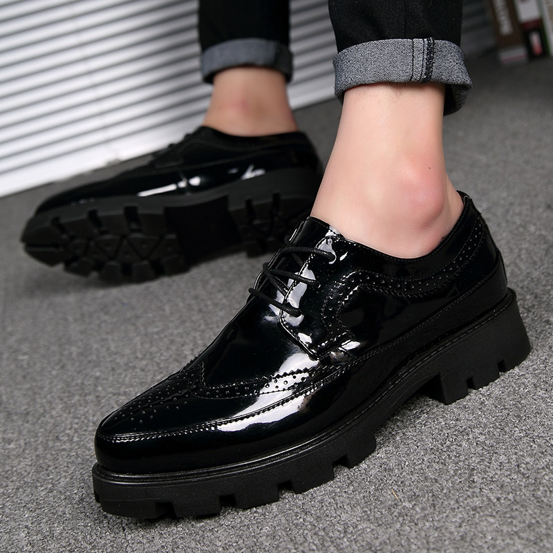 Spring Autumn Breathable Bright Leather Inner Heightening Men's Shoes 8cm Genuine Leather Men Leather Shoes Heightening Shoes 6cm High Cylinder Business Casual Shoes