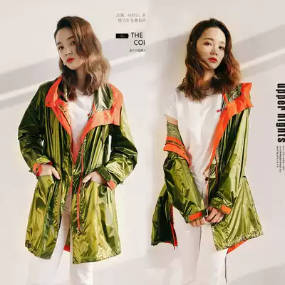 French outdoor leisure beautiful 5-color windproof and waterproof hooded drawstring stormtrooper jacket medium and long version of the jacket women's spring