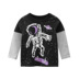 Trẻ em mùa xuân quần áo mới 2020 dài tay áo thun Astronaut khâu cậu bé t-shirt châu Âu và cậu bé phong cách áo khoác của Mỹ. 