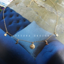 TYUSHA design sun and moon stars imported 14K gold gold gold choker necklace stars Sun Moon beautiful