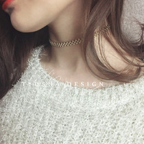 TYUSHA original design American imported 14K gold gold bean necklace collar female chocker Super foreign gas