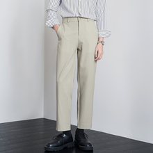 Summer thin khaki suit pants, men's straight leg wrinkle resistant and non ironing, men's light cooked casual pants, long pants, bubble wrap