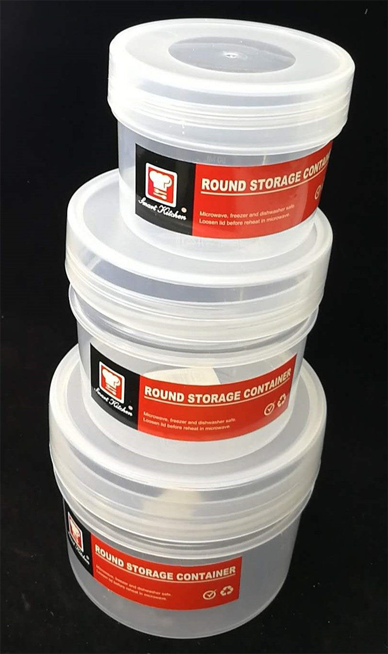 3 set Plastic Round Screw Top Lid Stackable Food Storage Container eBay