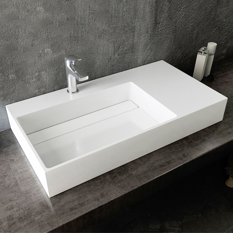 Artificial stone integrated counter basin square wash basin wash basin European wall-mounted wash basin household wall-mounted wash basin