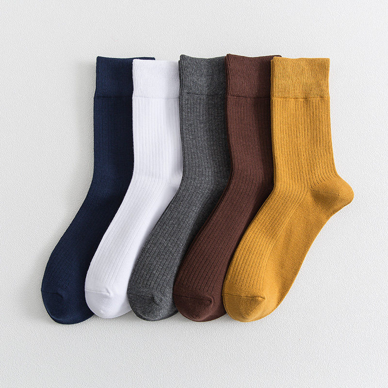 Nut Moms Pure color socks Men's middle cylinder white pure cotton full cotton deodorant suction sweaty black men's long cylinder socks