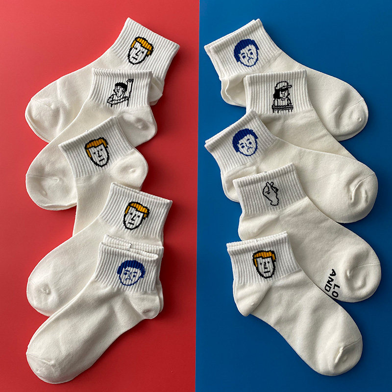 Nut Moms Cute Cartoon White Middle Silo Socks ins Chains Red Student Sox Children's Han Edition ulzzang Short