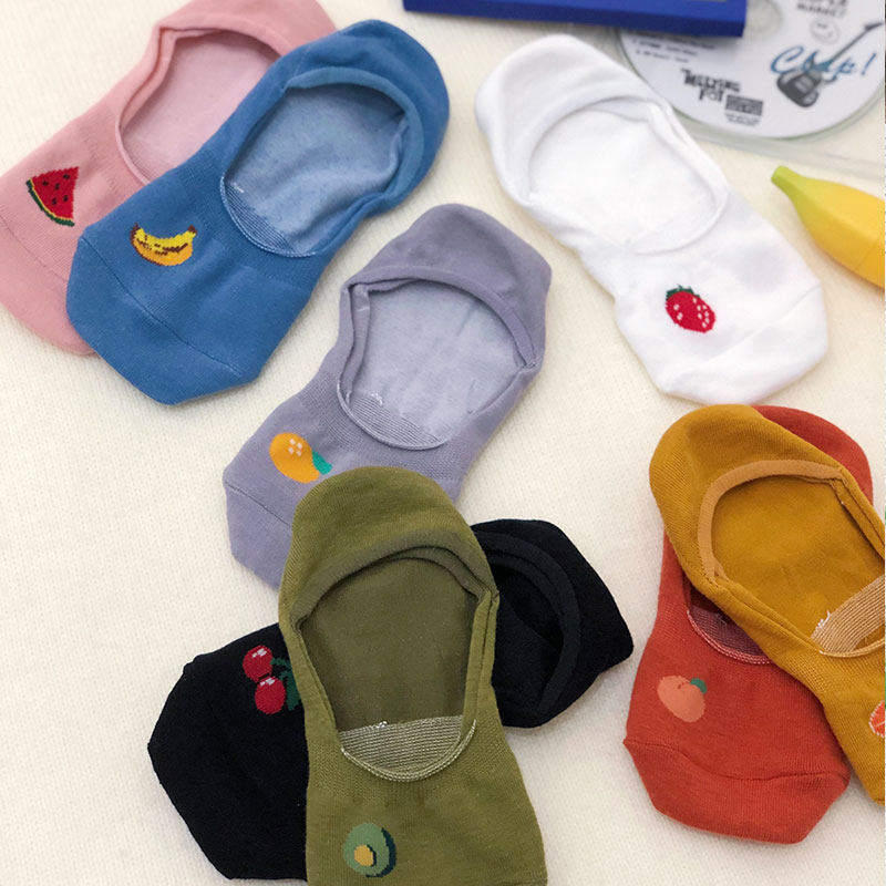 Nuts Mummy Mimi Fruit Sox Children Summer Ins Chains Cute Day Series Cartoon Invisible Socks Silicone Anti Fall heel Stealth Sox
