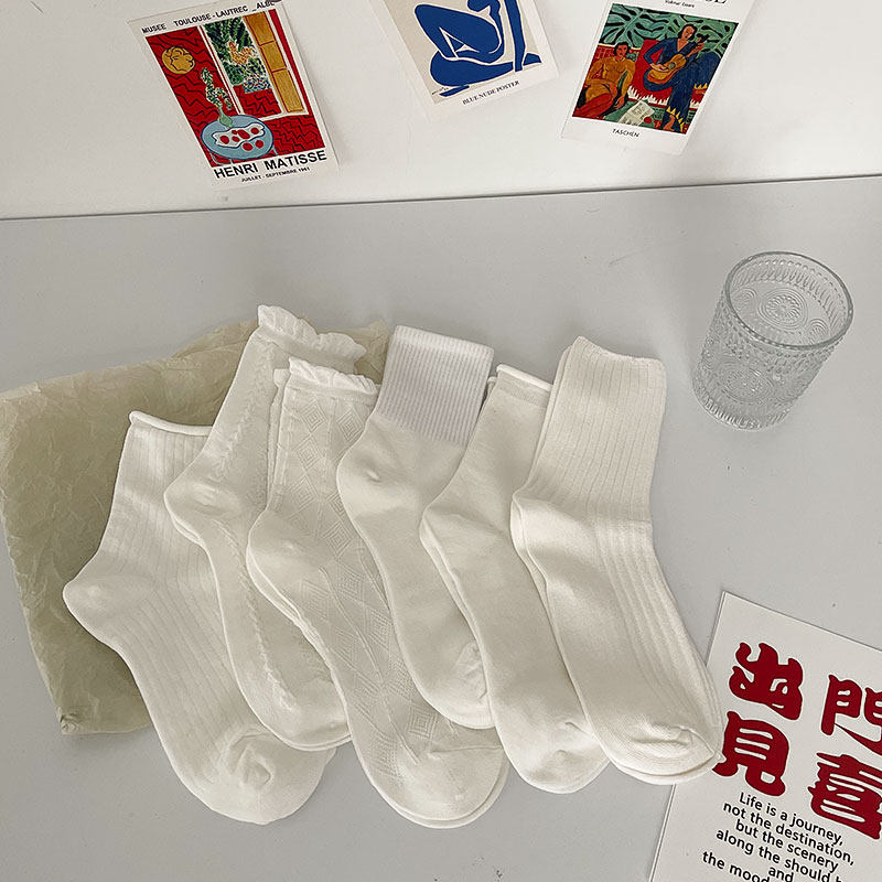 Nuts Moms White Roleta Socks Children Spring Autumn Summer Season jk fit small leather shoes midbarrel socks