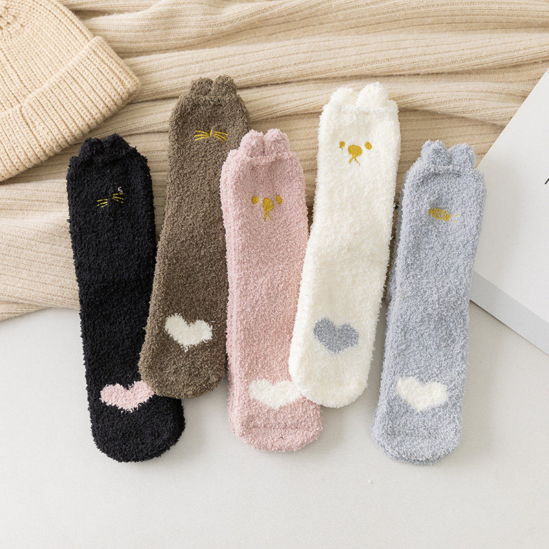 Nuts Moms Cute Coral Suede Sleeping Socks Children Sleep Socks Autumn Winter Warm Plus Suede Flooring Socks Socks Socks