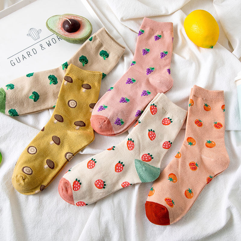 Nut mommy fruit stockings female spring autumn summer ins tide Korea Dongdaemun cartoon plant stockings