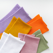 Nuts mommy pure color socks childrens socks spring autumn cotton Korean students Black and White Stockings