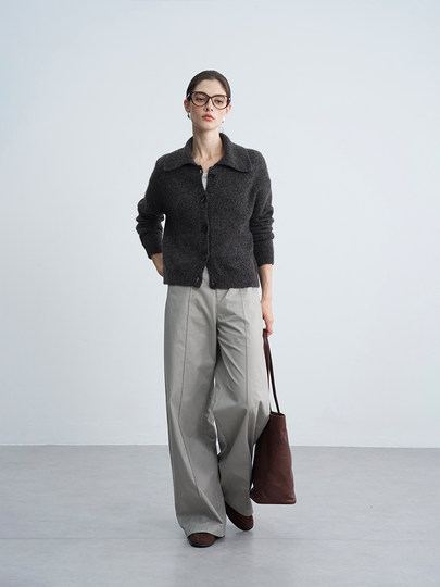 Anna Kengen Nan Gang's Autumn White Factory Silk Cashmere Floral Yarn Lapel Vintage Loose Cardigan Old Money Style 355g