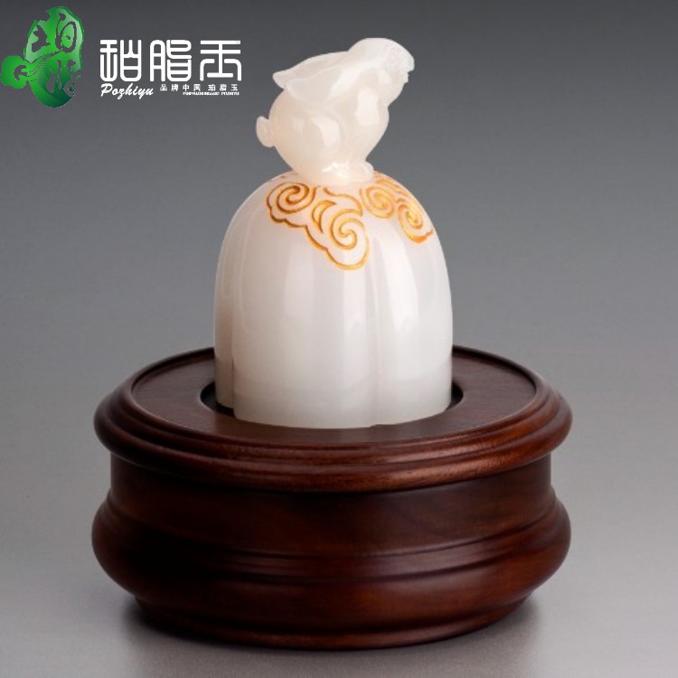 Send wedding gift decoration seal gold stone seal carving natural Afghan white jade zodiac rabbit wishful chapter custom clearance
