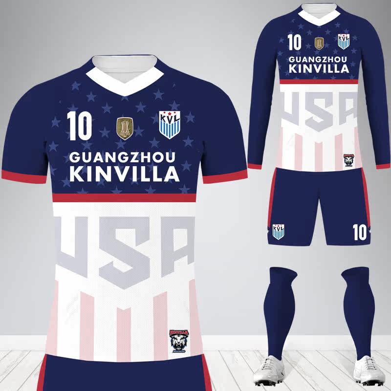Tenth Temple Team Dempsey National Team with long sleeves custom men's soccer clothes training suit short sleeves