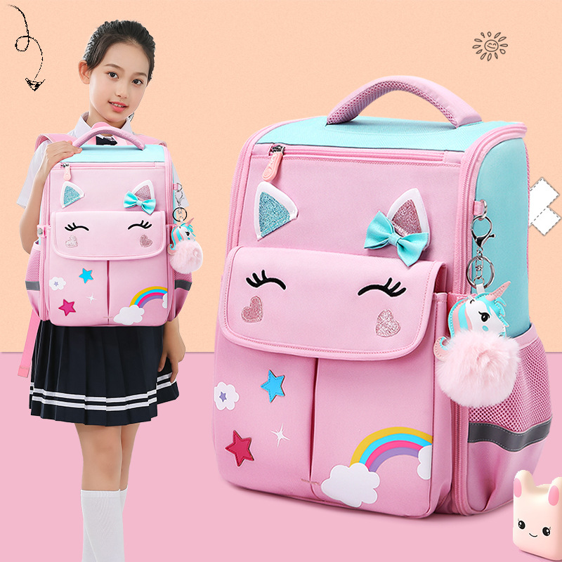 Cute primary school schoolbag cartoon animal children's backpack 123 to 6th grade girls shoulder-relief schoolbag