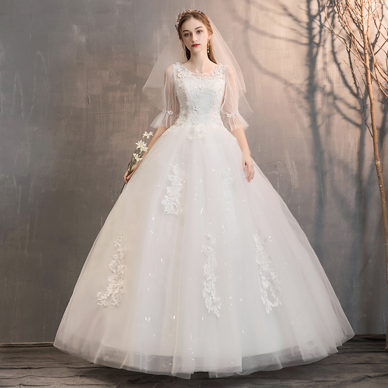 Main wedding dresses 2023 new sensuo brides marry Jane about Hepburn I have a shoulder long yarn sleeves Thin Zodie Woman-Taobao