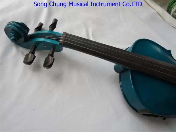 Hãy tưởng tượng nhạc cụ violon điện tử màu xanh, chơi violin 4 dây, phụ kiện bằng gỗ mun - Nhạc cụ phương Tây