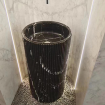 Pedestal basin floor-standing marble bathroom Sir Xiangxuemei white mosaic trough art one-piece molded pedestal basin
