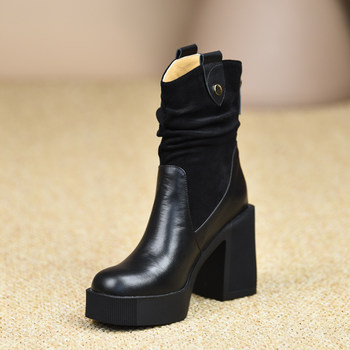 Misili european and american winter round toe all-match short boots