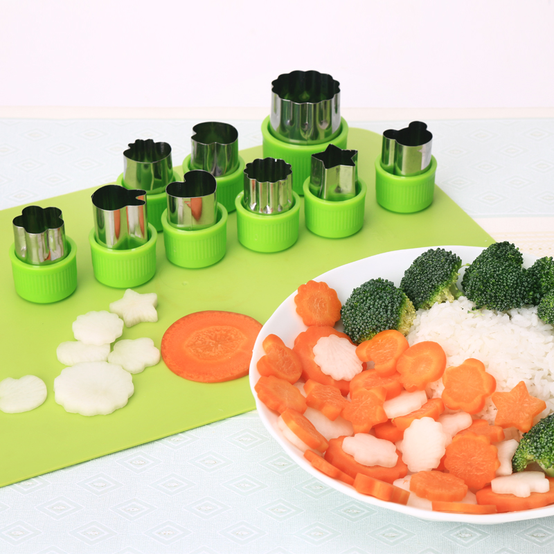 Baby food stainless steel vegetables fruit pressed carrot cutting flower butterfly surface