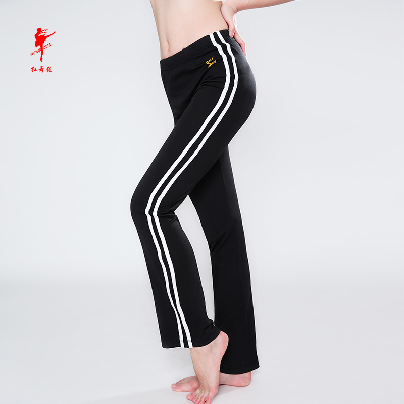 Red dance shoes dance pants nylon straight pants women's dance pants children's practice double aerobics plus teeth trousers 2202 3