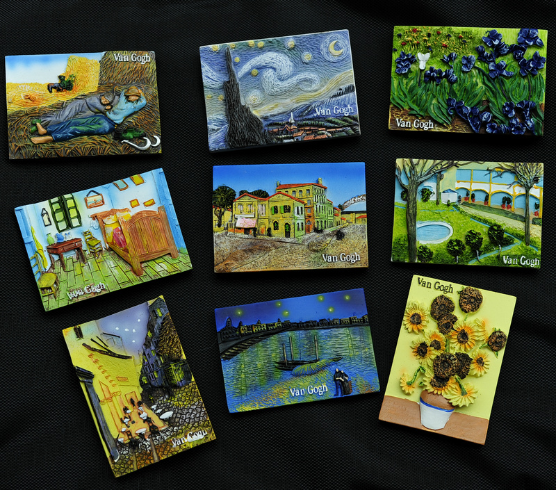 Resin creative classic Van Gogh world famous painting three-dimensional relief tourist souvenir magnetic refrigerator stickers 3