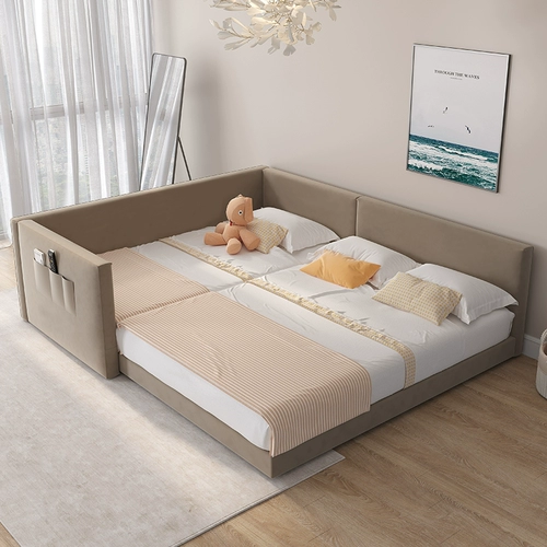 Семейная кровать второго ребенка, семья третьего ребенка, кровать с четырьмя детьми, супер большие 4 человека, современная простой простая бархатная кровать Tatami