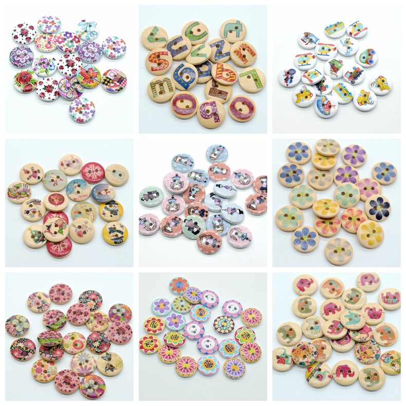 Mix Colors Cute Cartoon Wood Buttons children sweater wood Stuffed Animals Beautiful Children Dress Fashion Buttons