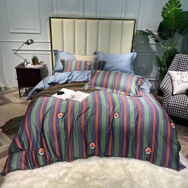 Spring Summer Fields Garden Wind Small Fresh Printed Long Suede Cotton Bed Pint Pure Cotton Four Pieces All-cotton AB Version Bed Supplies Double