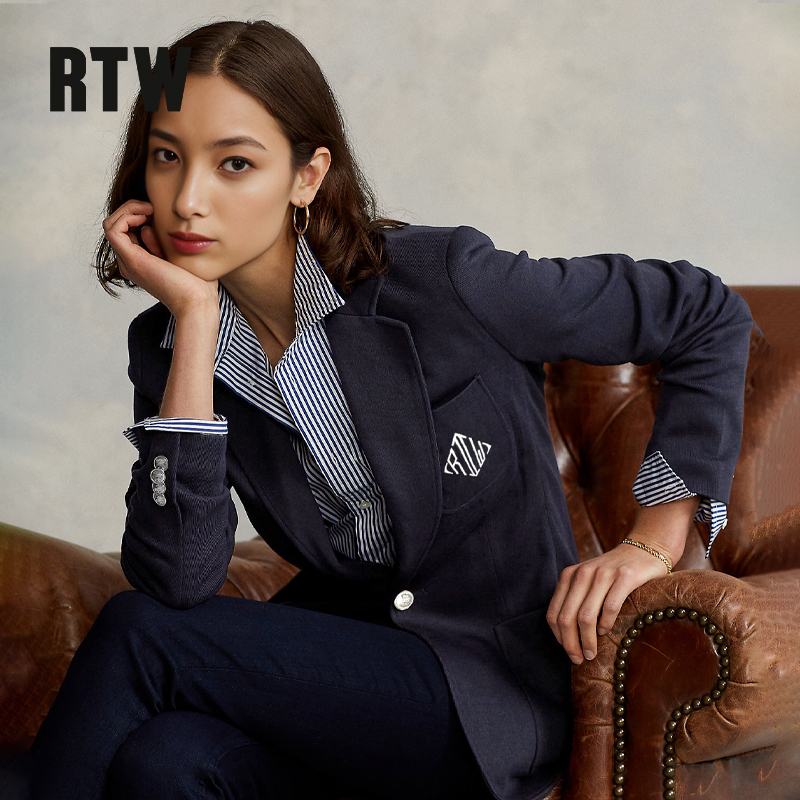 Rtw American-Style Blazer for Women, Spring and Autumn, Elastic, Slim-Fitting, Elegant Design, Old Money Style, Business Commuting Small Suit
