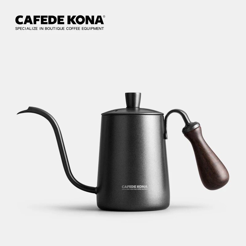CAFEDE KONA stainless steel hand punching coffee maker Teflon long mouth fine mouthwatering pot coffee maker 600ML