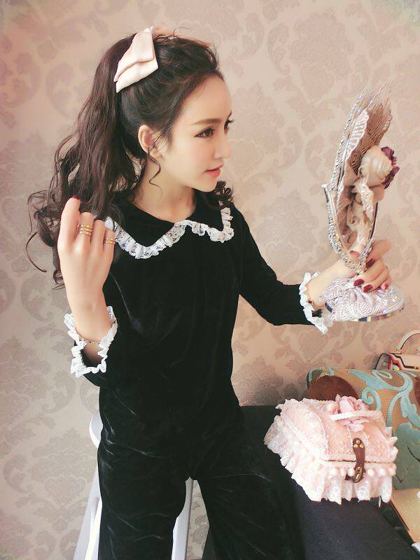 Imported daily pajamas fall sexy lace