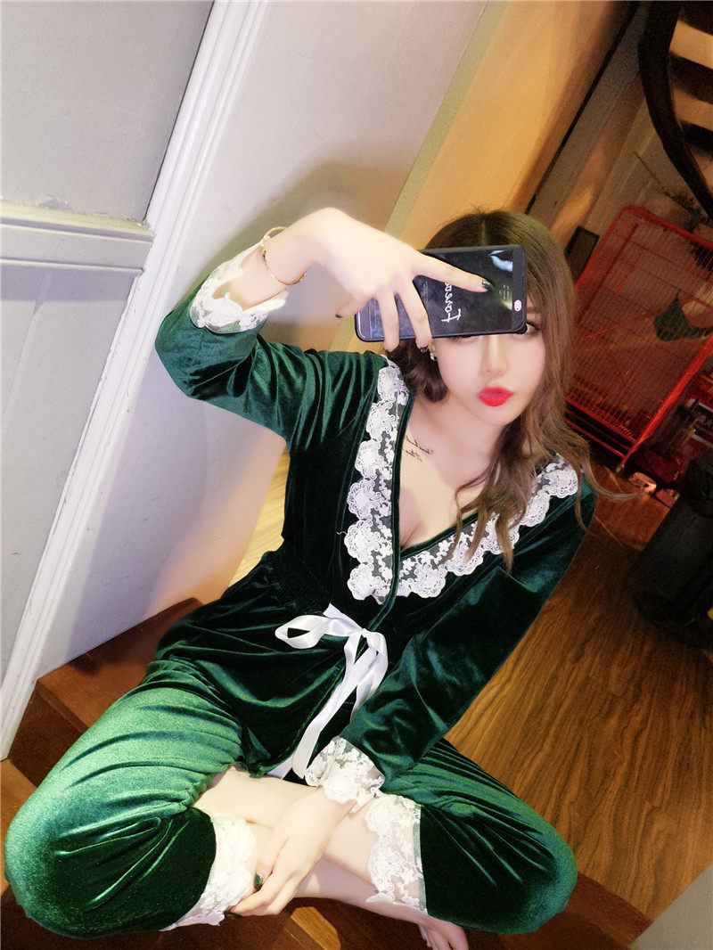 Imported daily pajamas fall sexy lace