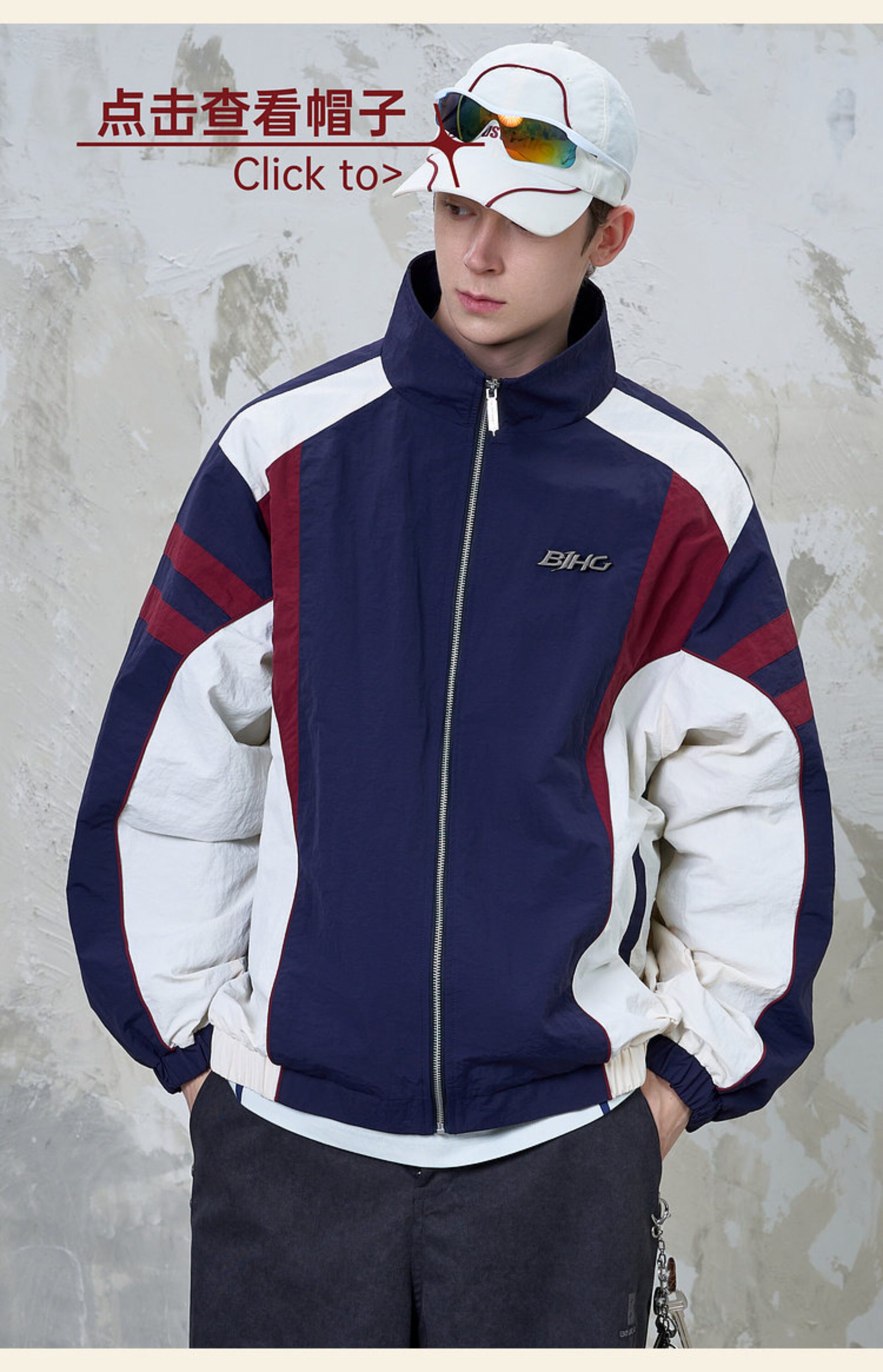 BJHG Stand Collar Zip-Up Bomber Jacket