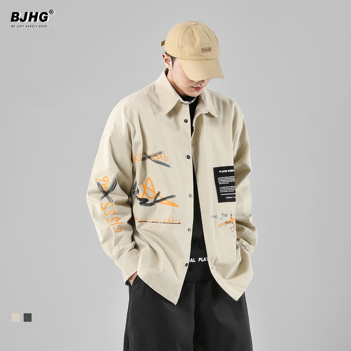 Spring graffiti tooling lining clothes Men's new day series Tide Cards Original Accommodation Loose CHIC Hip Hop Casual Couple Shirt Jacket