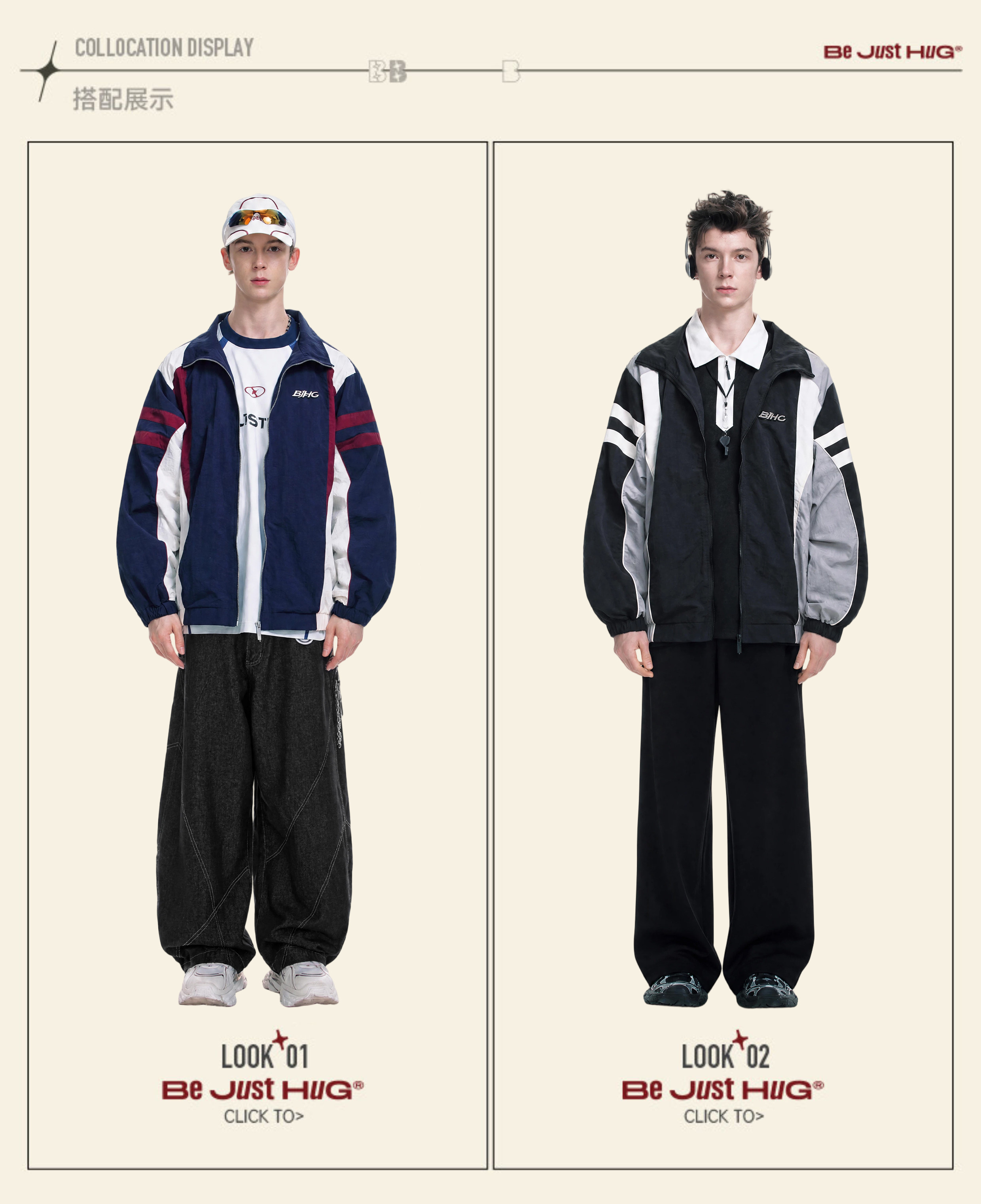 BJHG Stand Collar Zip-Up Bomber Jacket