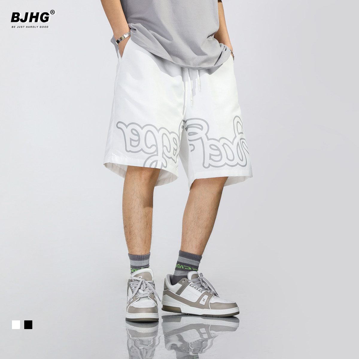 Summer HIPPHOP Alphabet Printed Casual Shorts Male Tide Cards Loose Basketball Beach Sports Hip Hop 50% Pants