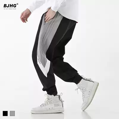 Autumn European and American color Street hip-hop street dance loose stitching color casual pants men's Tide brand sports toe pants