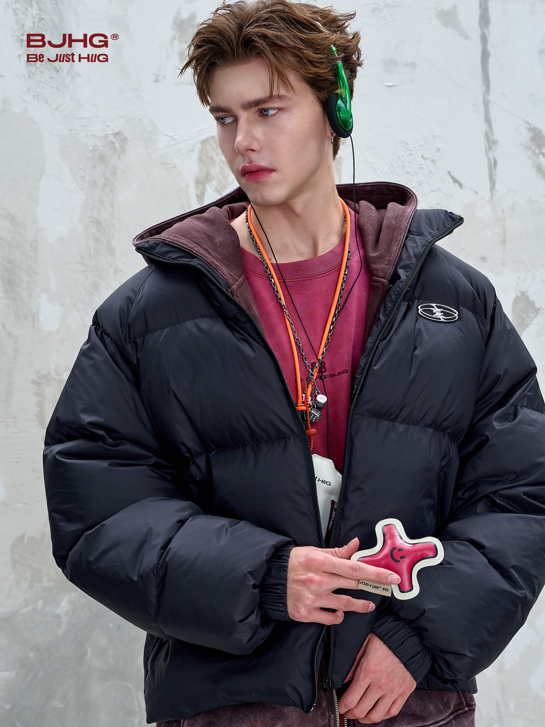 Bjhg Reckless American-Style down Jacket for Men, New Winter Short and Wide Trendy Brand Simple Stand-Up Collar down Jacket for Women