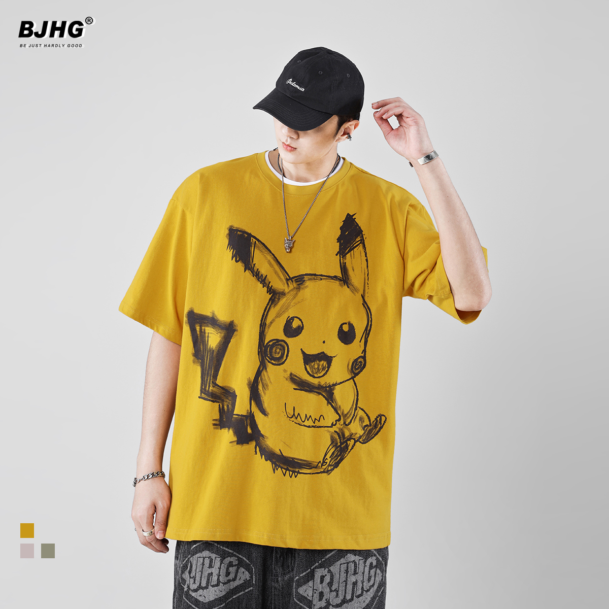 Summer animated cartoon printed short sleeves T-shirt Male Little crowdDay hip hop minimalist Boom Lovers INS half sleeves