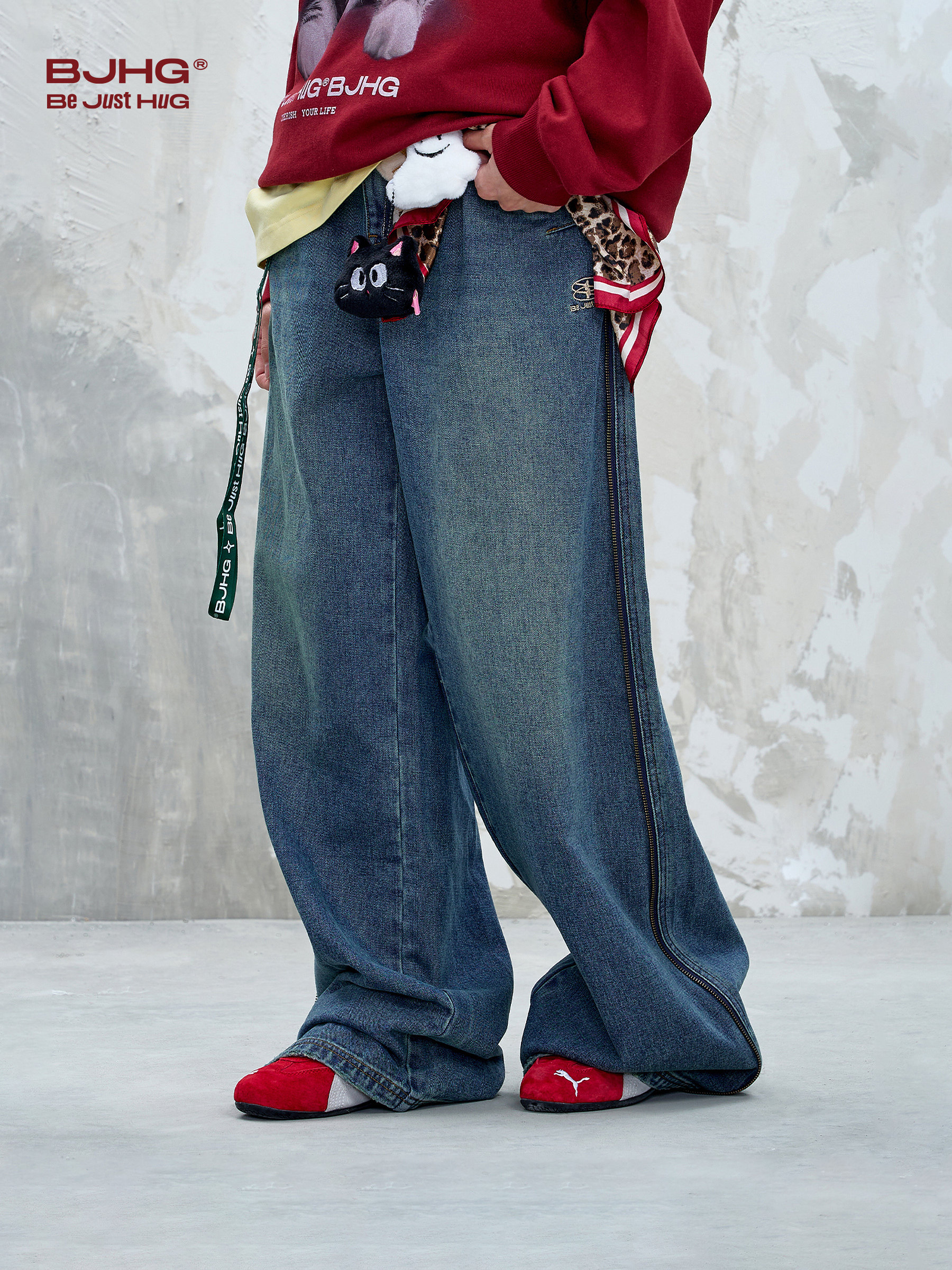 Bjhg Reckless Vintage American-Style Jeans for Men, New Spring Trendy Brand Straight Loose Casual Pants for Women