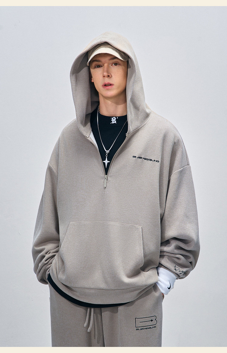 BJHG Corduroy Half-Zip Hoodie