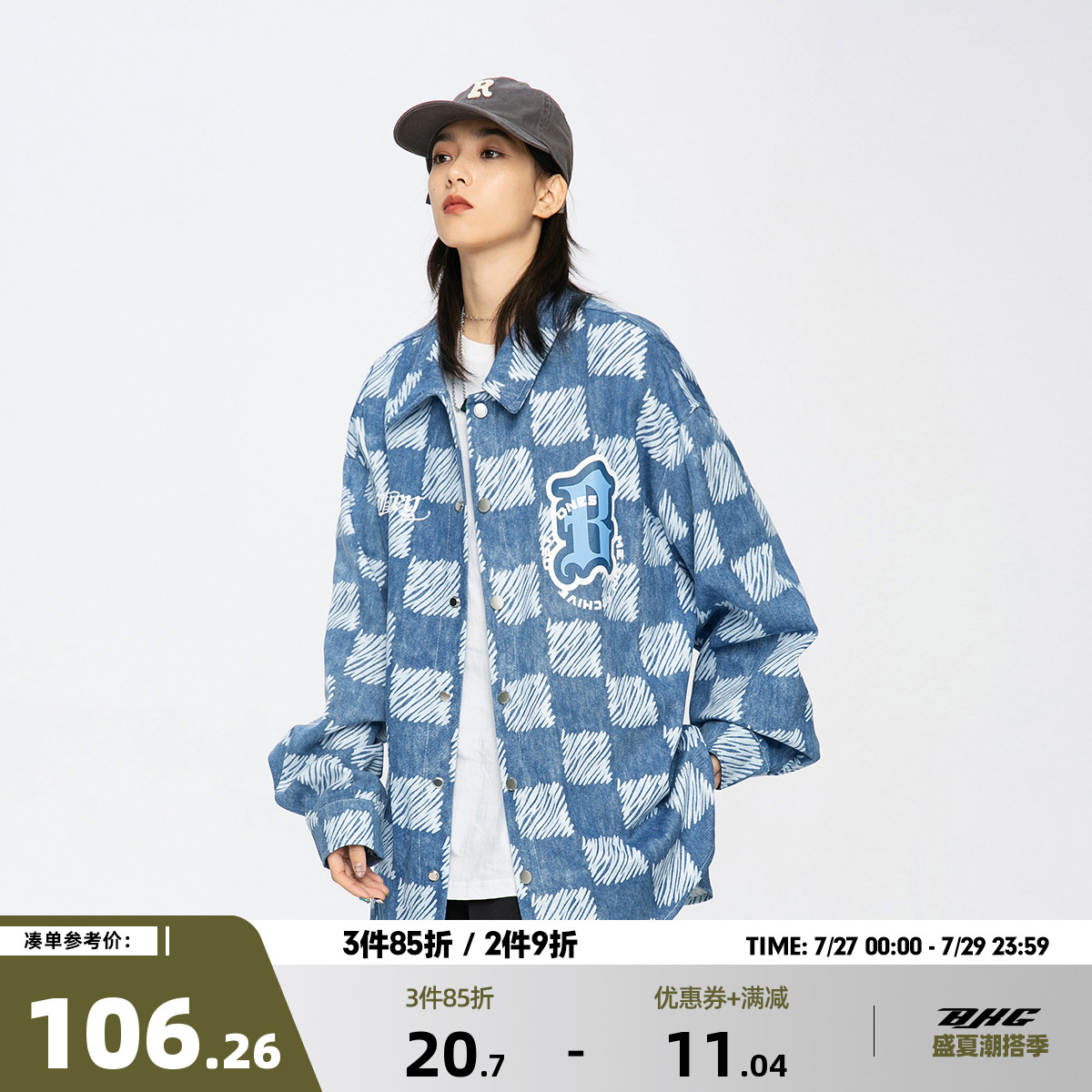 2022 spring new long sleeves graffiti plaid lining jacket male tide port Wind OVERSIIZE teen cardiovert blouse