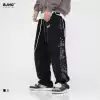 Autumn side-breasted stitching cashew flower casual thick cotton pants Men's American trend high Street INS loose straight pants